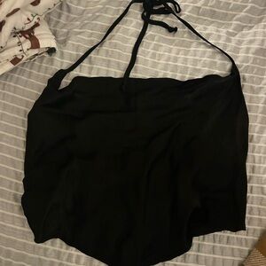 Black Asymmetrical Tie Front Camisole Crop Top